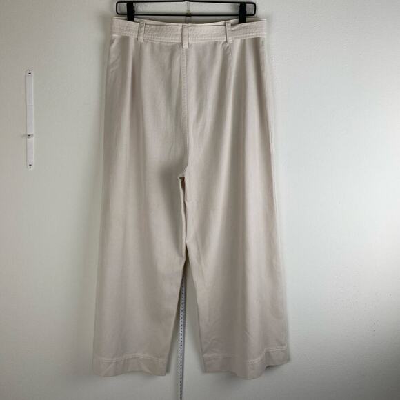 Cloth & Stone Belted Wide Leg Pants Size 30 Light Beige Ecru Crop Anthropologie - Picture 6 of 10